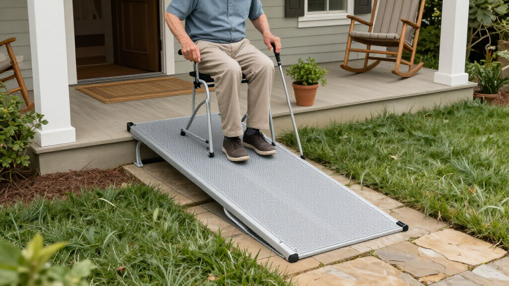 modular wheelchair ramp system for home entrance