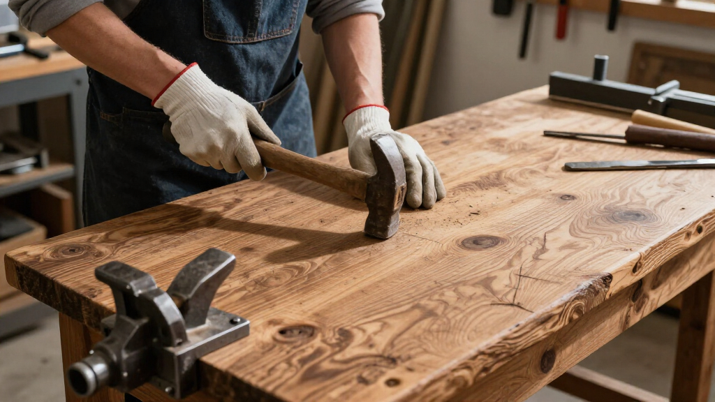 heavy duty workbench with integrated vise