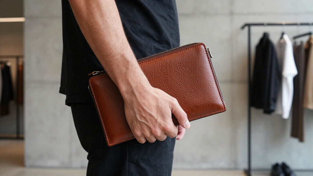 full grain leather clutch wallets for men