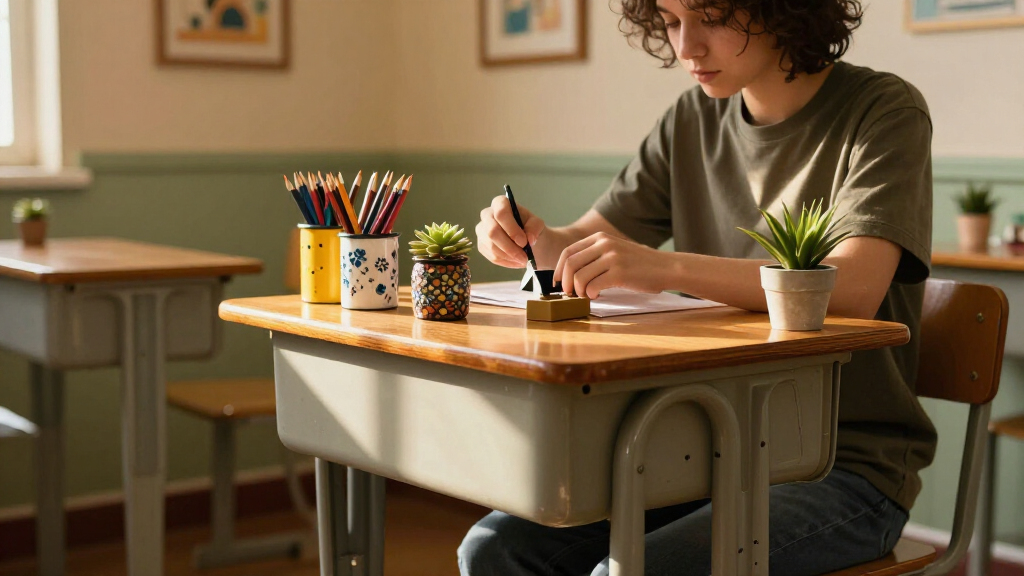 vintage school desk decor