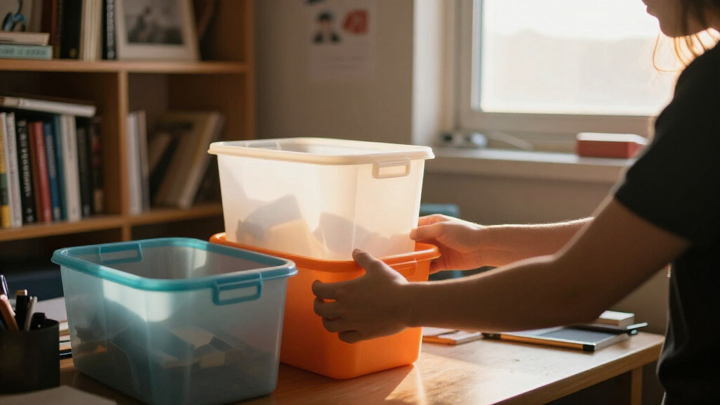 dorm room organization bins