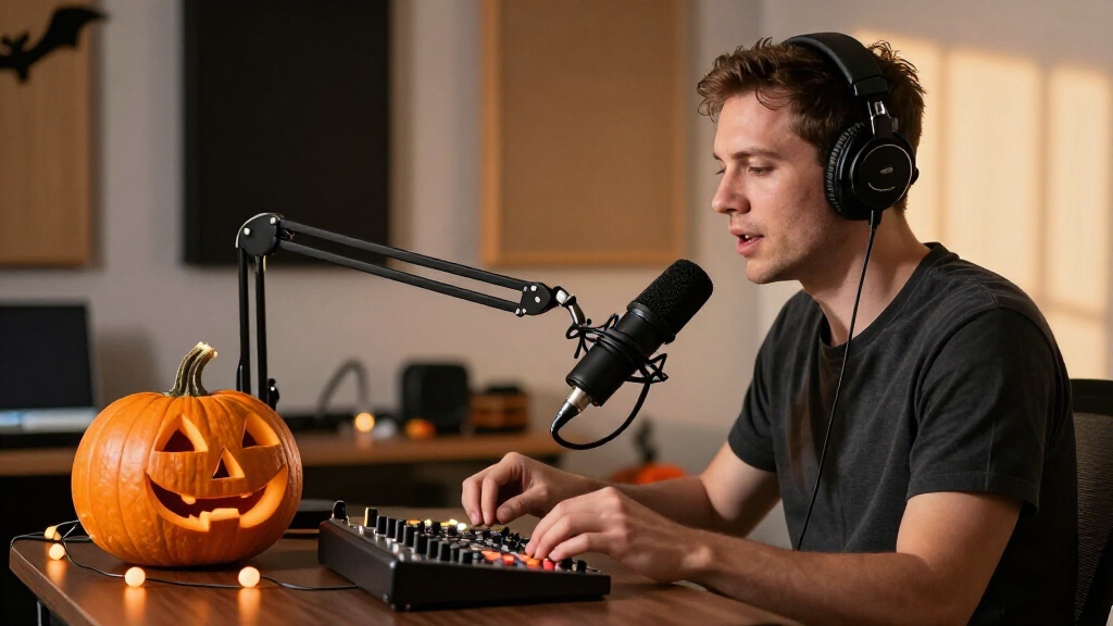 Halloween podcast recording equipment