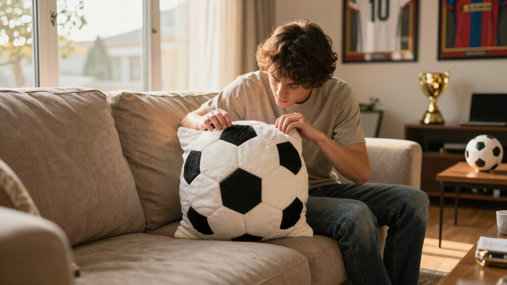 soccer-themed living room decor