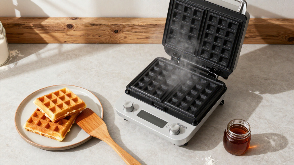 commercial waffle maker with nonstick cast aluminum plates
