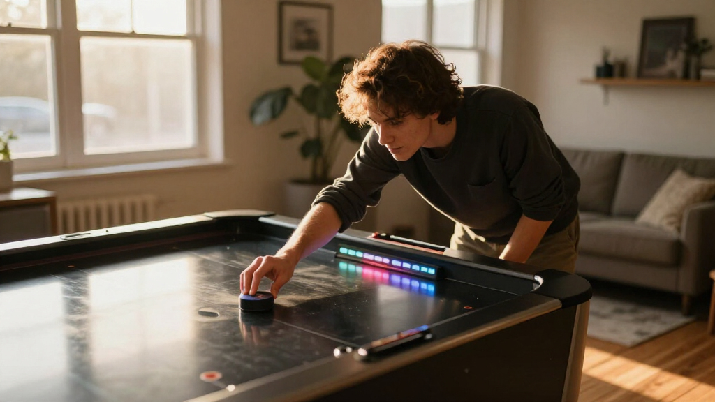 air hockey table with electronic scoring