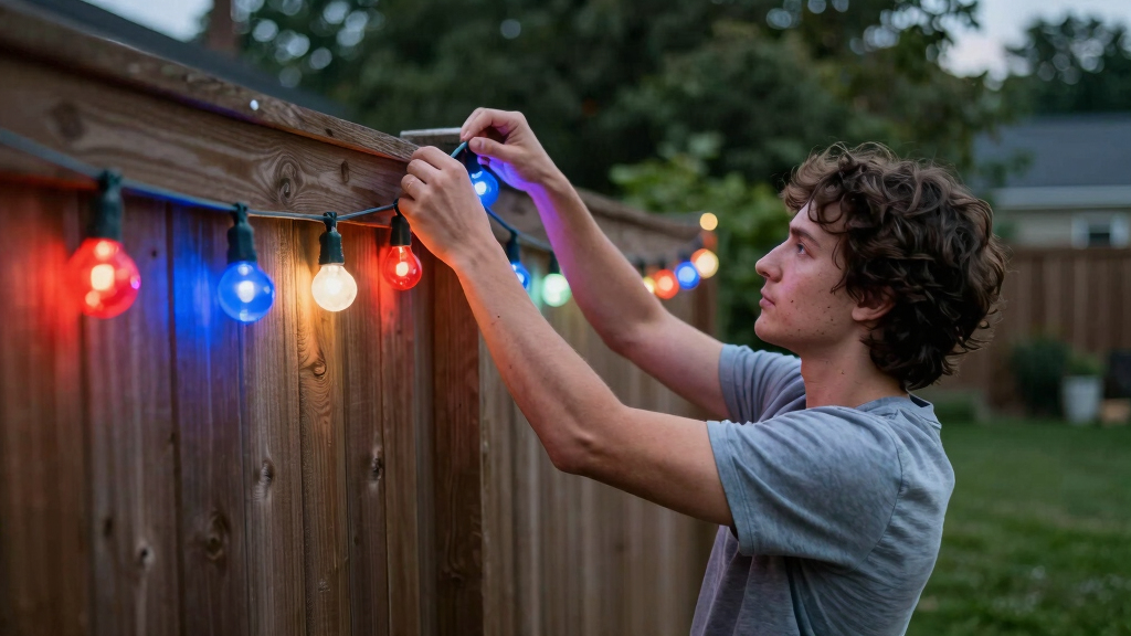 patriotic outdoor LED string lights