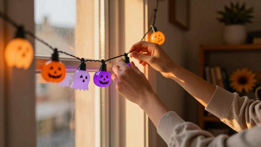Halloween-themed string lights