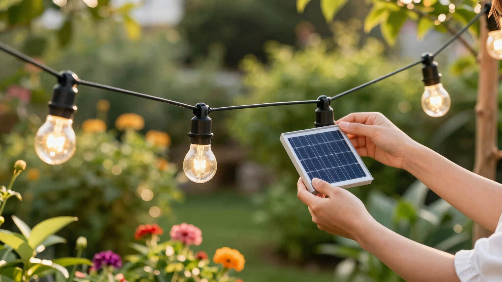 solar-powered outdoor string lights