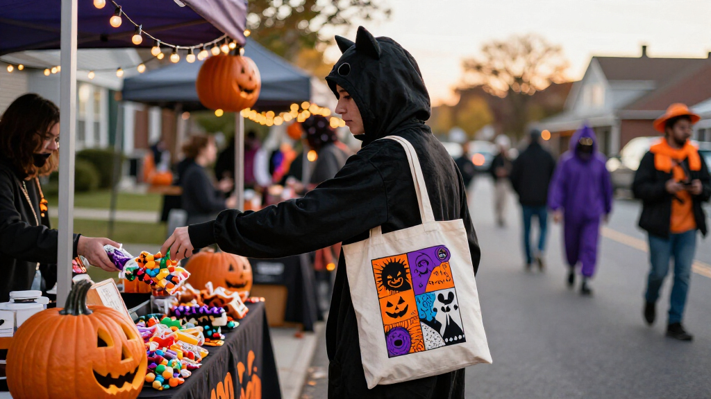 pop culture Halloween tote bags