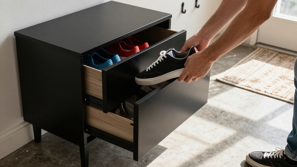 shoe cabinet with flip drawers