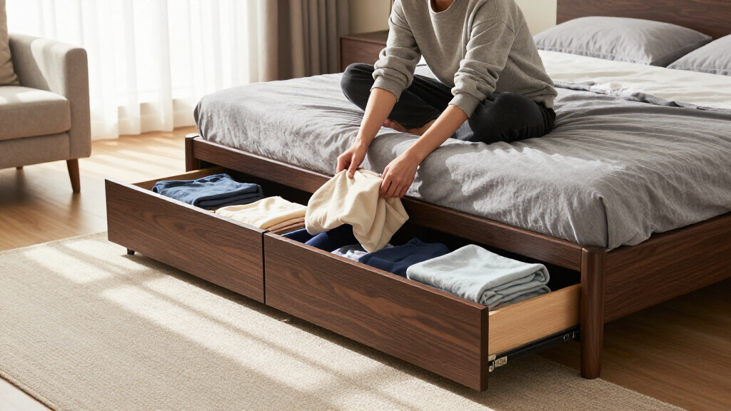 best bed frame with storage queen heavy duty
