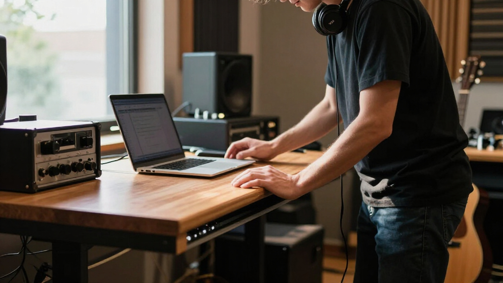 studio desk for sit stand workflow