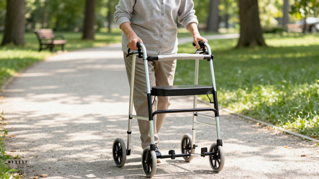 upright rollator walker for posture support