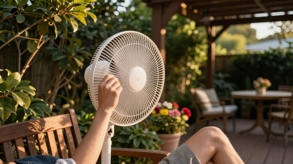 white gazebo fan with reversible blades