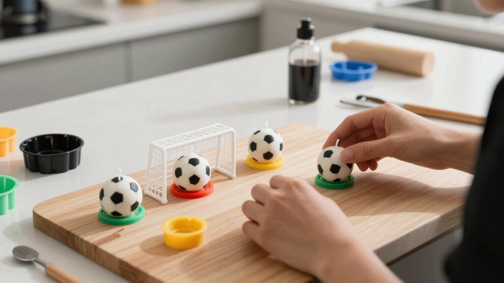 soccer-themed decorative candles