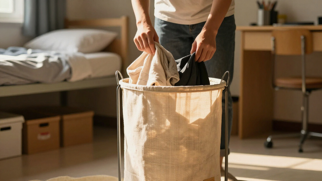 compact dorm laundry hamper