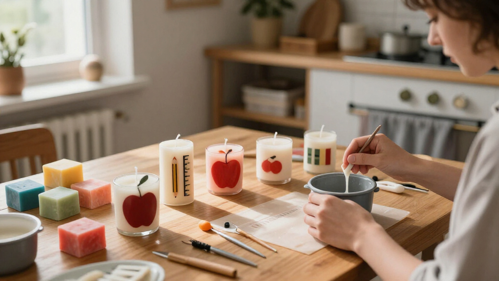 school-themed decorative candles