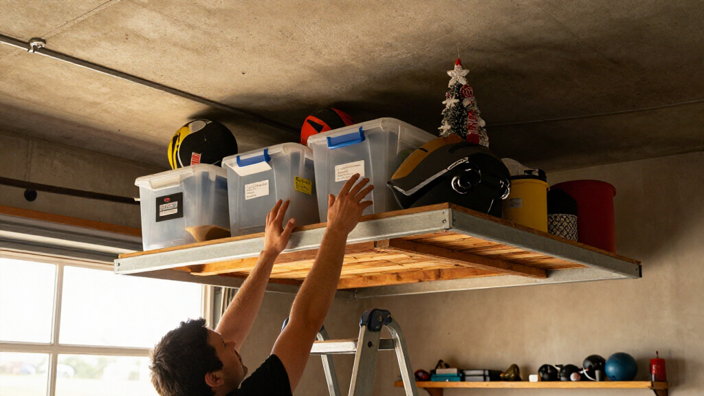 ceiling mounted storage platform for garage