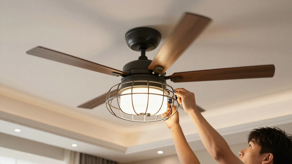 caged ceiling fans with lights