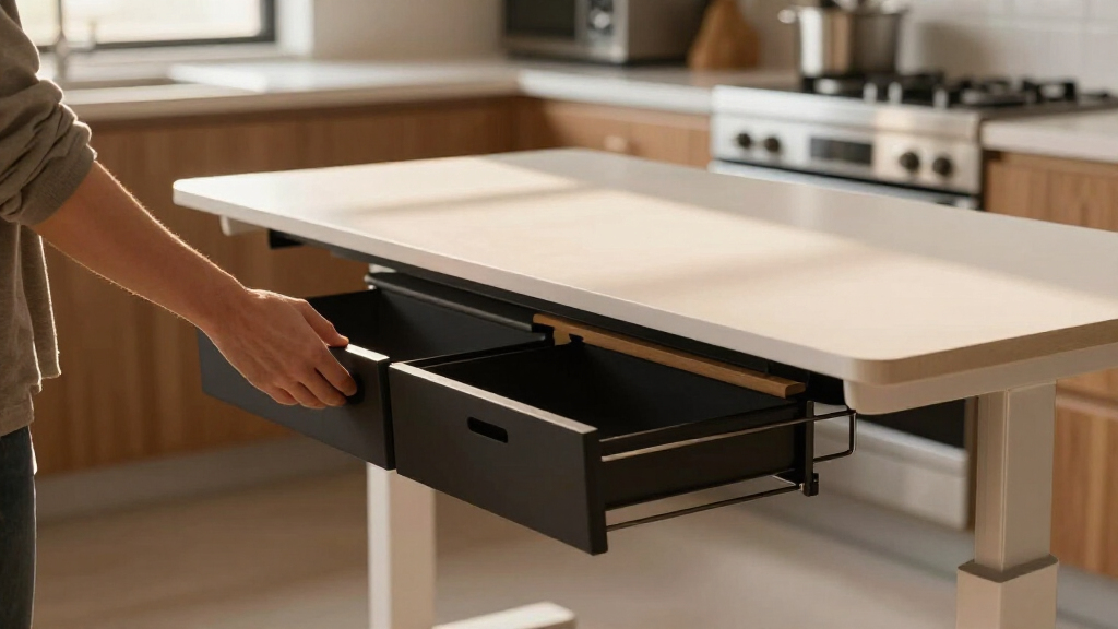 sit stand desks with cable management drawers
