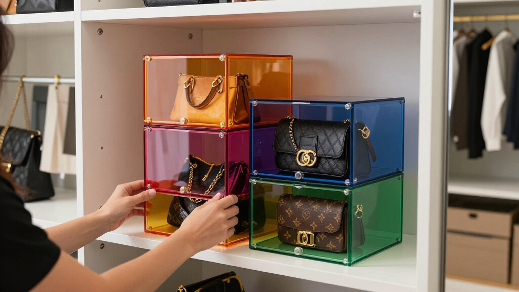 stackable handbag storage boxes for designer handbag storage
