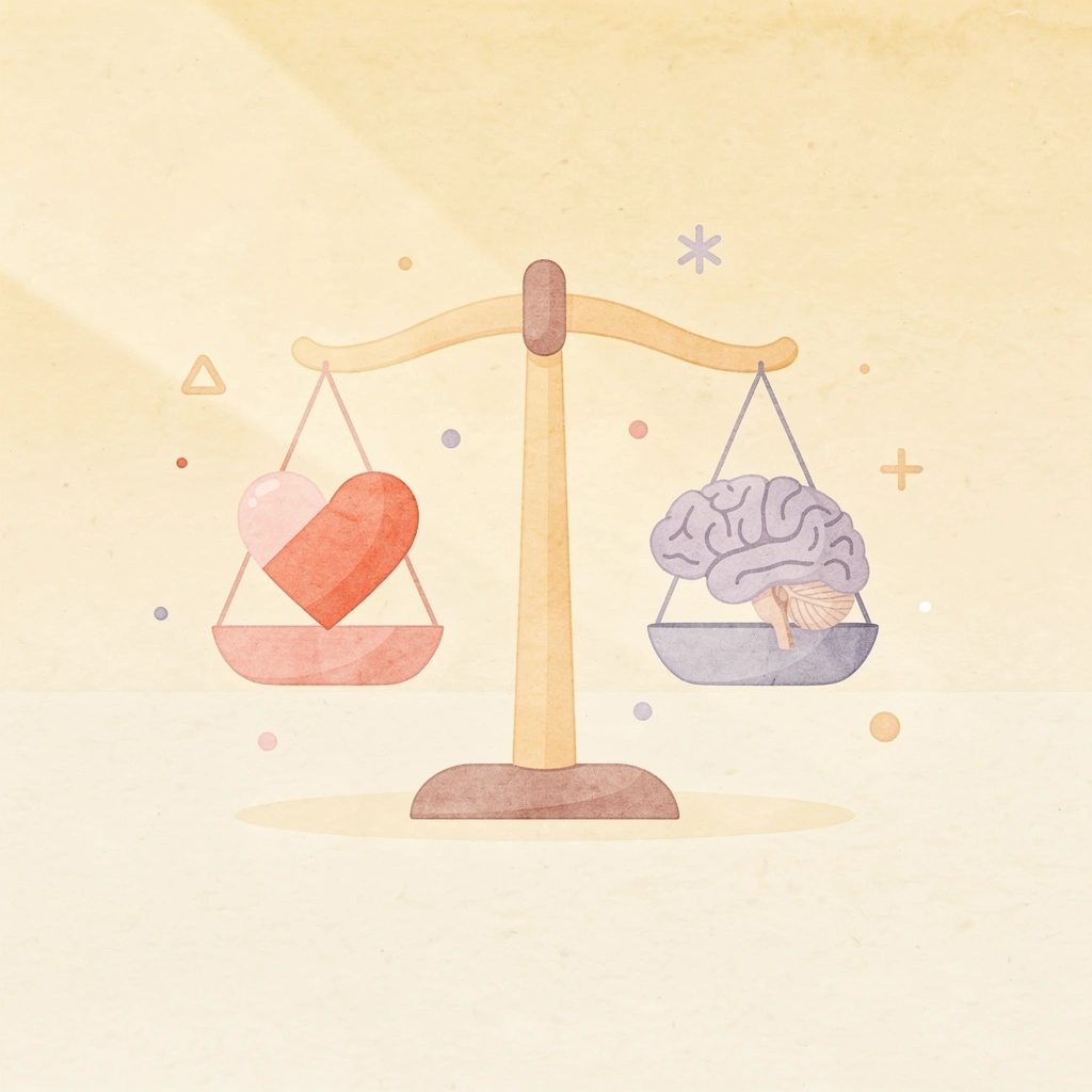 Balance scale icon comparing behavior and investment selection