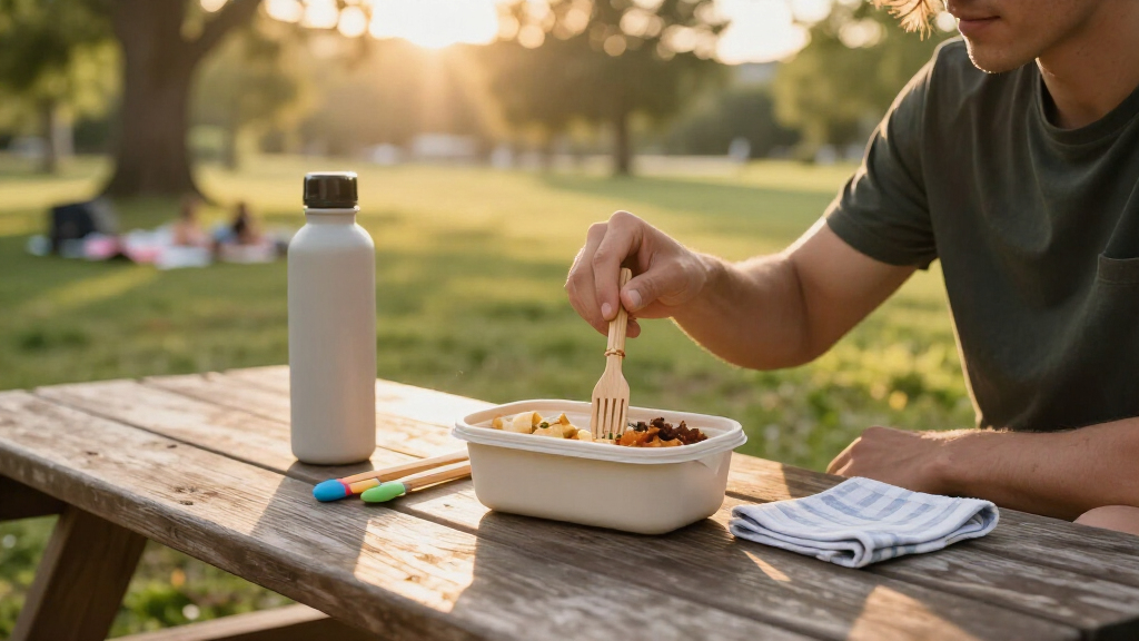 ecofriendly bamboo utensil travel set