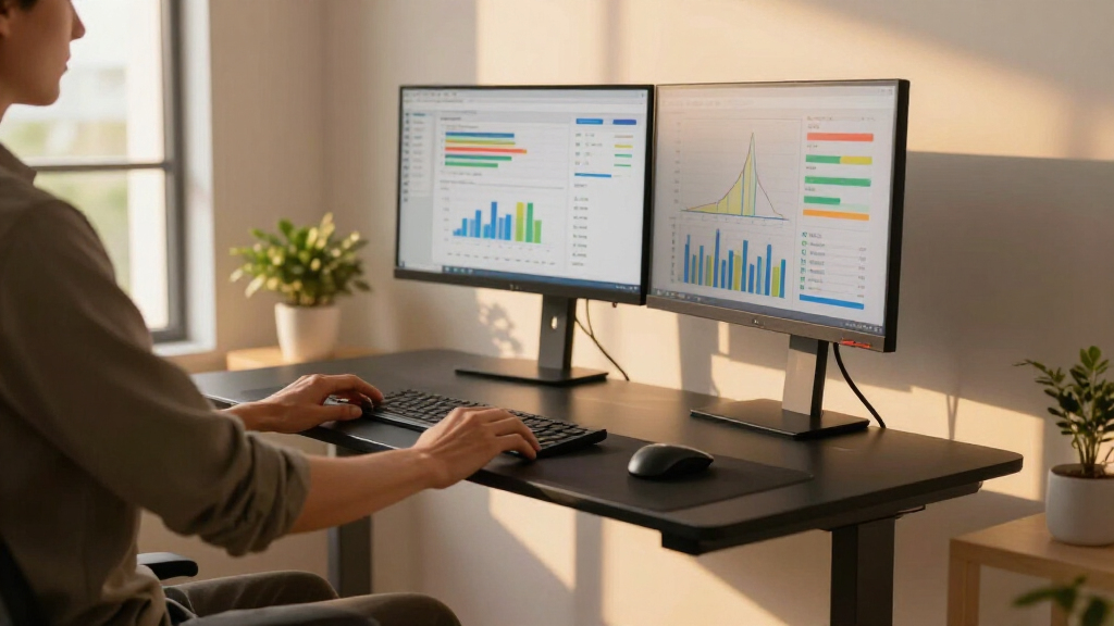 Standing desk for dual monitor workstation