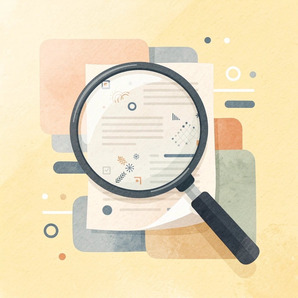 Magnifying glass examining financial documents representing careful analysis