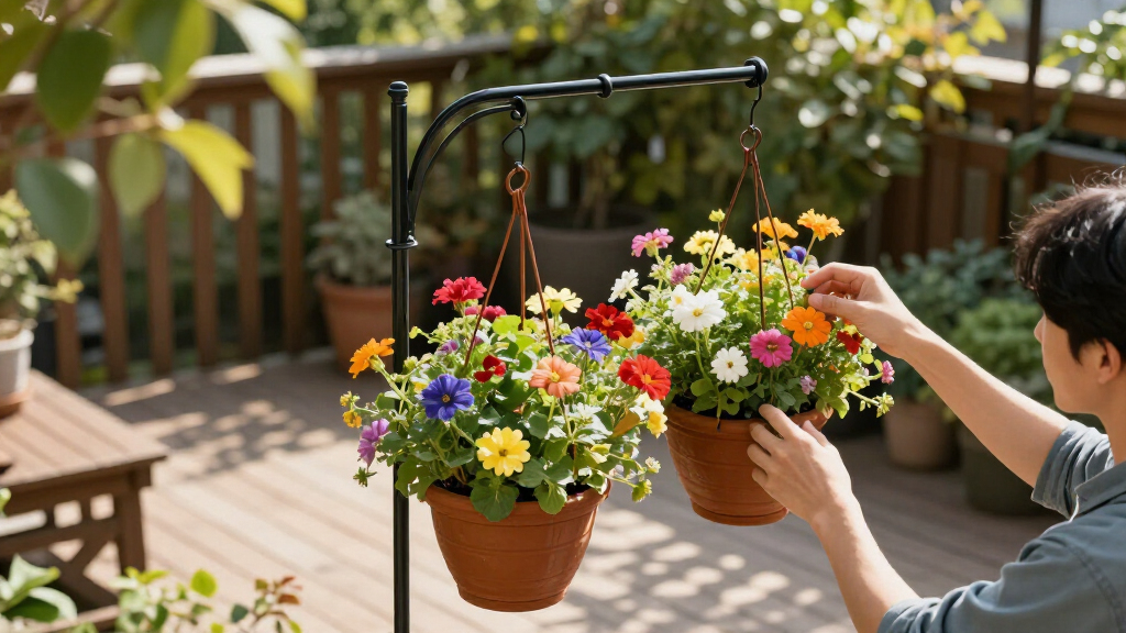 hanging basket system for patios heavy duty