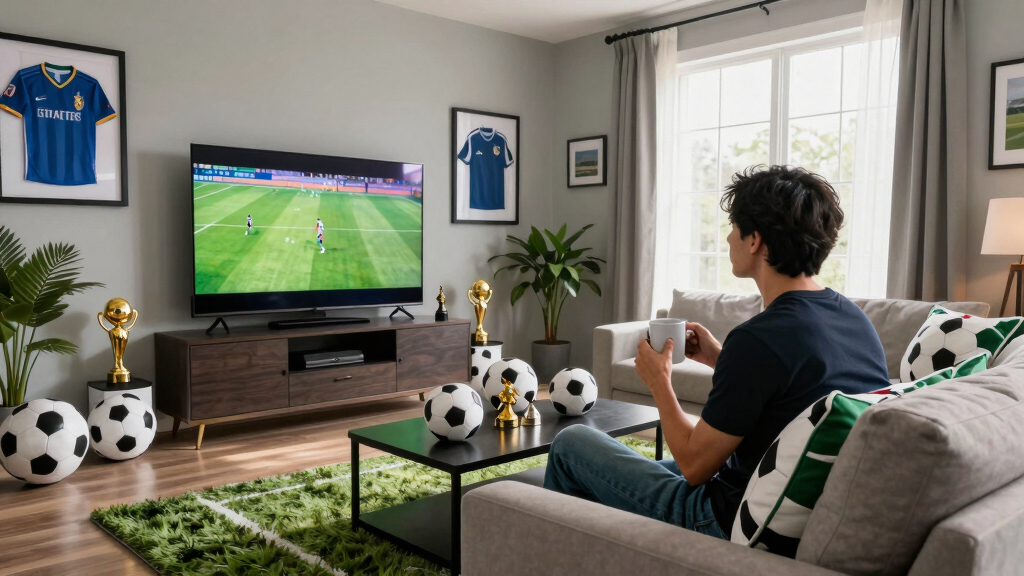 soccer-themed living room decor