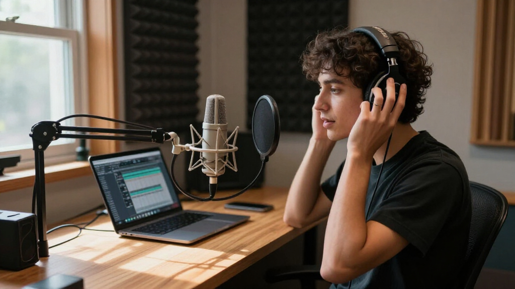 studio desk for voice over setup