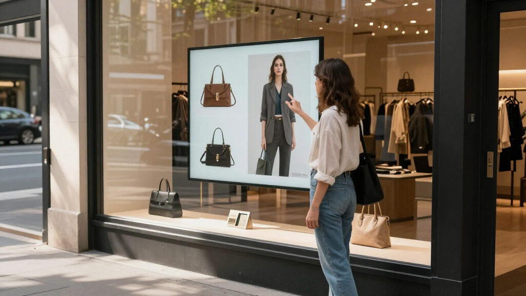 Window display screen for boutique retail