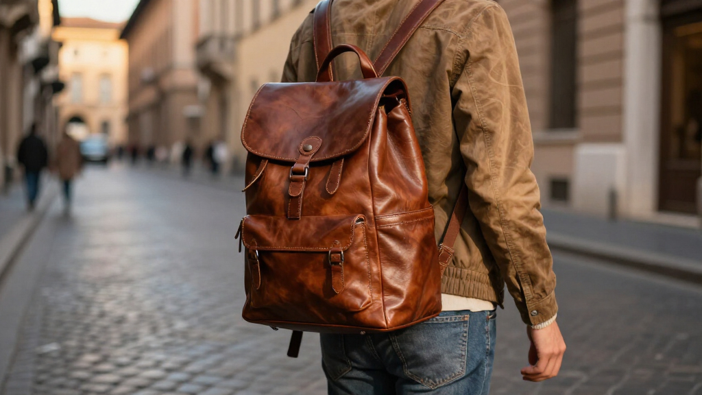 italian leather travel backpacks with rfid pockets