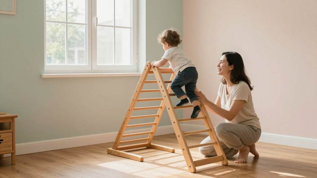 montessori climbing triangle with slide for 1 3 year olds