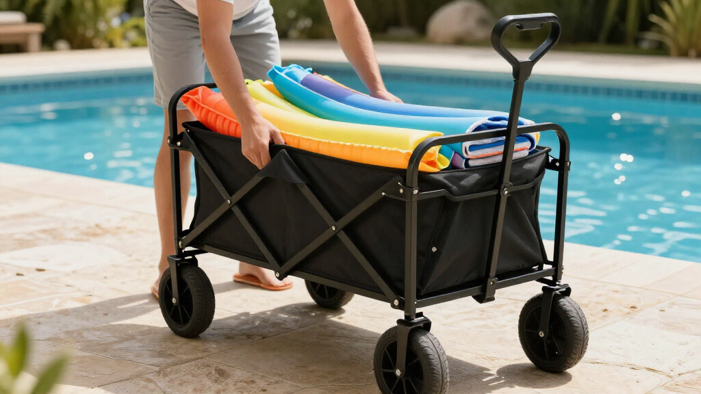 folding utility wagons for pool gear