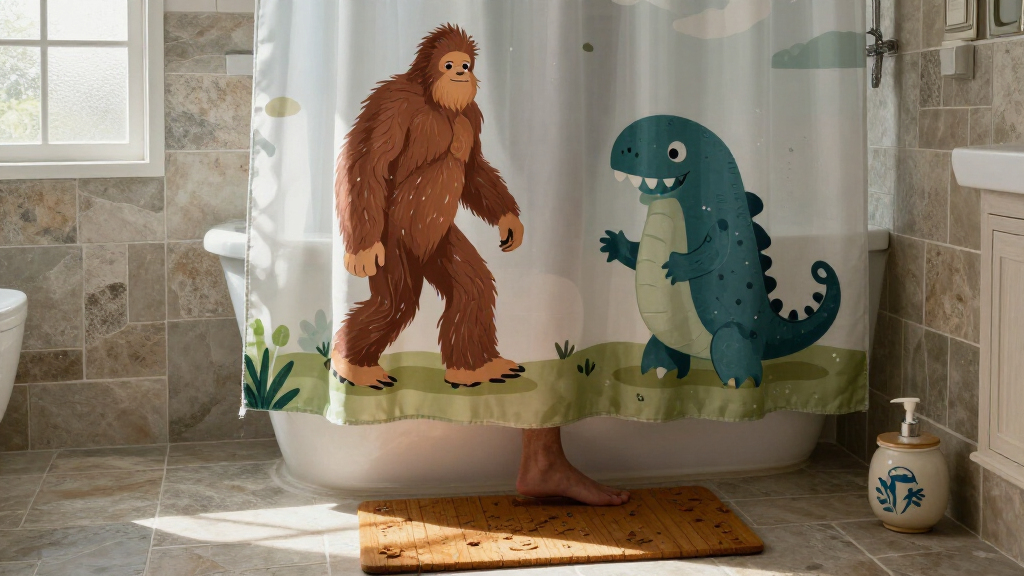 cryptid motif shower curtains