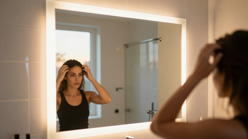 oversized bathroom mirror with led lighting