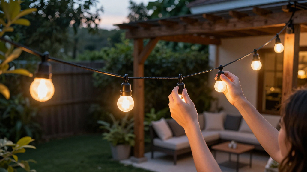 solar-powered outdoor string lights
