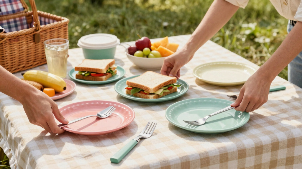 family outdoor picnic supplies