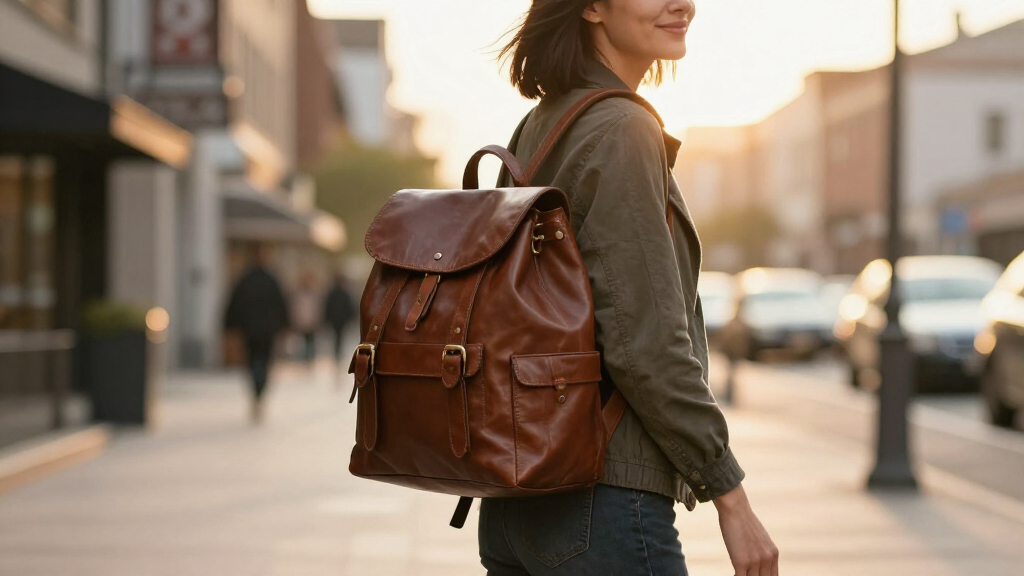 best premium travel backpack women leather