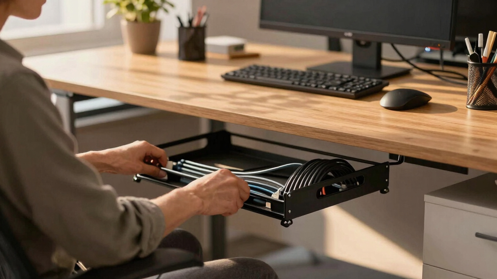 best desk cable management tray heavy duty
