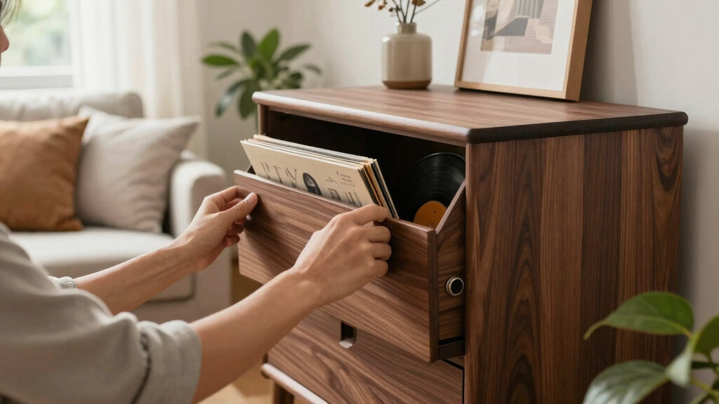 best record storage cabinet solid wood