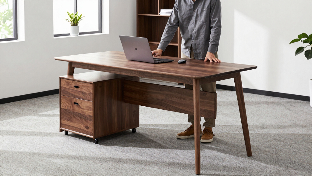 Standing desk with hutch storage
