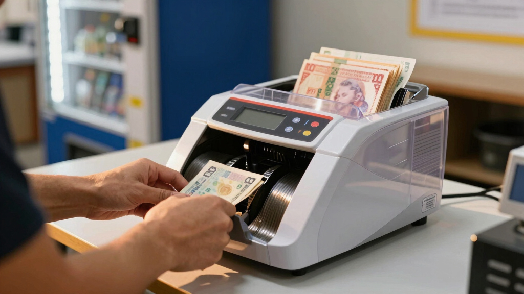 Money counting machine for vending route