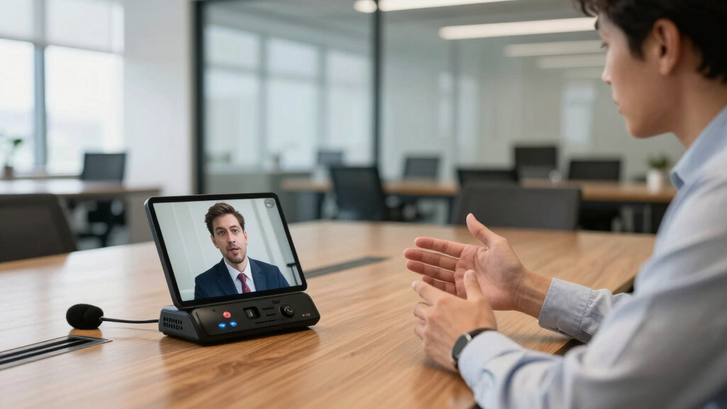 Conference camera with speaker and mic