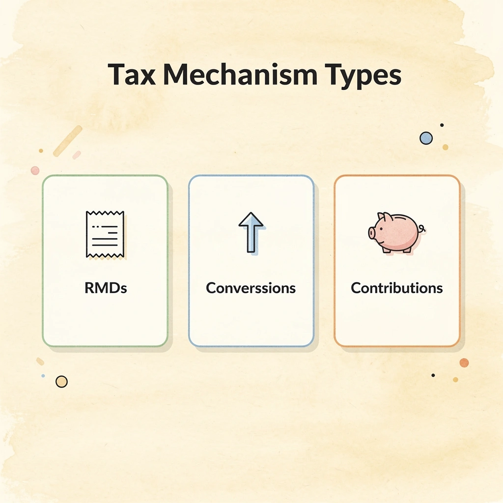 Infographic showing the three tax mechanism types