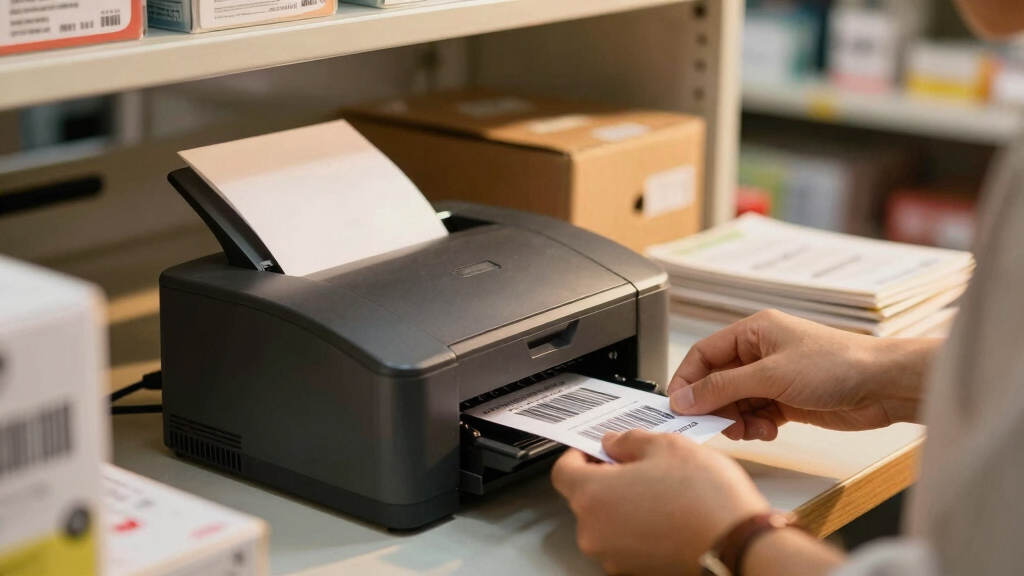 Desktop barcode printer for stockroom