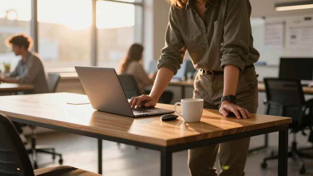 Corner standing desk for startup teams