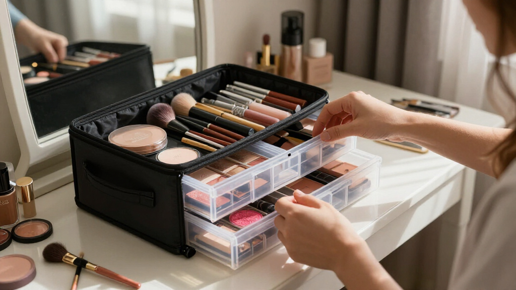 best rolling makeup case with compartments